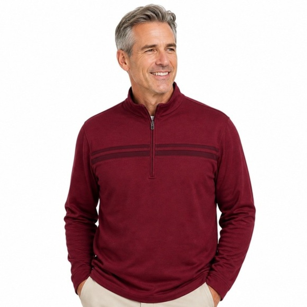 Pebble Beach Dry-Luxe Performance‎ Mens XL Quarter Zip Pullover Burgundy Maroon